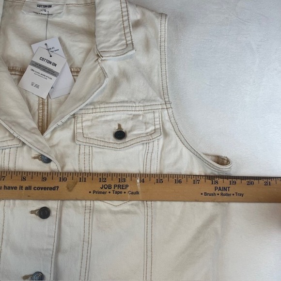 Cotton‎ On Women's Denim Mini Dress Sleeveless Button Front Casual Dunes L New - Picture 4 of 8